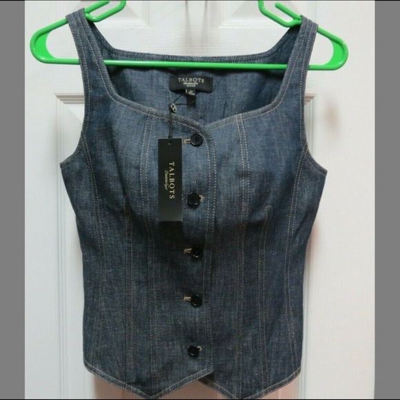 Talbots Jackets & Blazers - New 2P Blue Denim Corset Talbots Linen #990 Vest